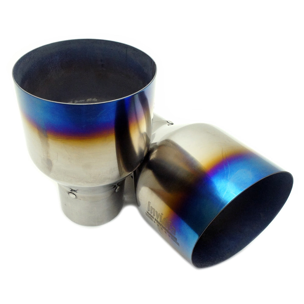 Invidia Gemini Cat Cack Exhaust - Nissan 350Z Z33 02-09 HS09N7ZGIT Straight Cut Titanium Blue Tips